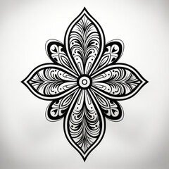 Intricate Black and White Floral Mandala Design

