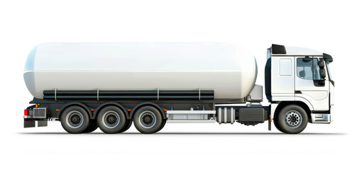 A large fuel tanker truck isolated from the white or transparent background