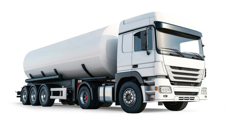 A large fuel tanker truck isolated from the white or transparent background