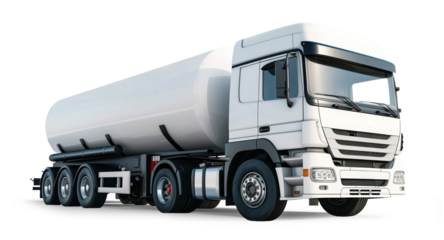 A large fuel tanker truck isolated from the white or transparent background