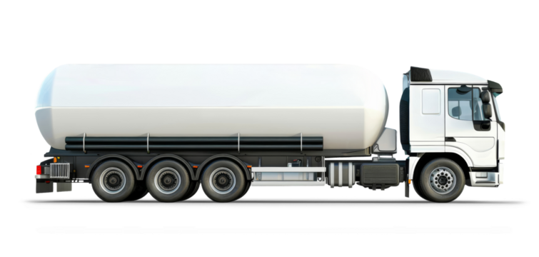 A large fuel tanker truck isolated from the white or transparent background