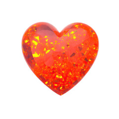 A heart of Fire opal on a white background