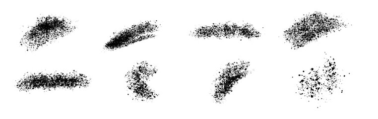 Fototapeta na wymiar Set of vector black ink brush strokes.Black paint, ink brush strokes, lines.Grunge splatter, dirt stain, brush with drops blots