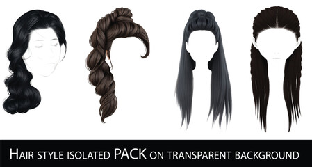 Fashionable women hairstyles , isolated on white, collage. Banner design

