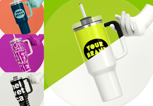 Hand Holding Tunbler Mockup