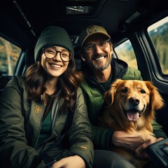 On the Road with Our Best Friend: Couple and Dog in the Car