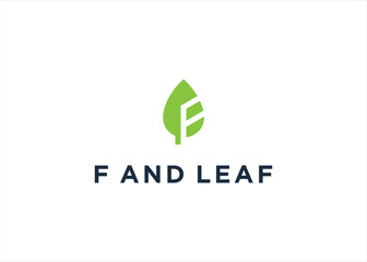 Initial letter F with Green Leaf logo design vector template