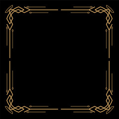 Art deco frame. Artwork graphic pattern. Creative template of wedding invitation background. Vintage retro style banner or label design. Vector design object