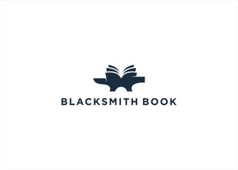 Book education with Blacksmith Forge vector logo design illustration