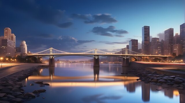 Wallpaper of a soothing view of a bridge over an ocean or river