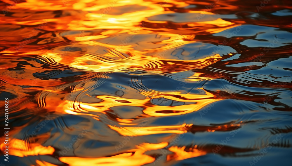 Poster nature reflection on water creates an abstract wave pattern generated by ai