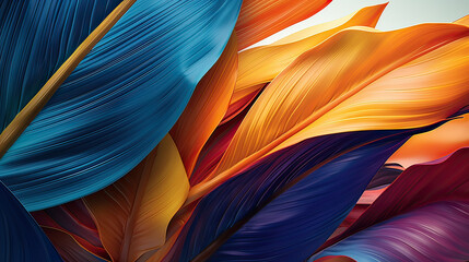 An abstract take on tropical leaves, vibrant colors and unique compositions to evoke a sense of energy and life background Ai Generative