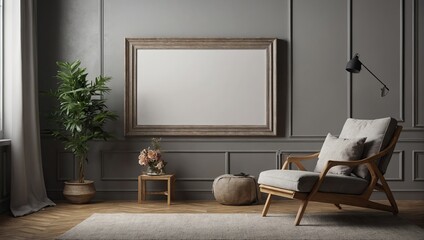 beautiful Studio empty Frame Mockup with armchair 