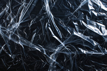 Clear cellophane on a black background
