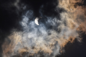 Fototapeta na wymiar On October 14, 2023, the New Moon annular Solar Eclipse occurred in Libra