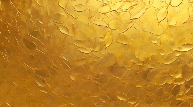 Shiny yellow leaf gold foil texture background.Generative AI
