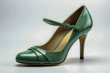 Elegant Green High Heel Shoes on Neutral Background