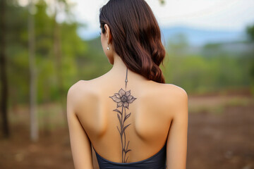 Intricate Floral Back Tattoo on a Woman