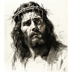 Illustration of Jesus Christ with Crown of Thorns