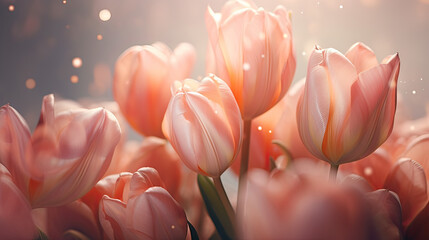 Tulips as the backdrop, playing with composition and lighting, the elegance of these iconic flowers Ai Generative