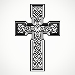 Celtic Knot Cross Illustration on White Background

