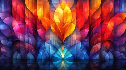 Stained glass window background with colorful abstract.