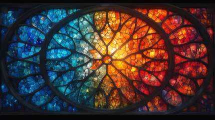 Papier Peint photo autocollant Coloré Stained glass window background with colorful abstract.