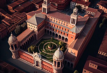 Mantova in Italy, skyview. Generative AI