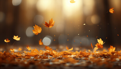 Naklejka na ściany i meble Glowing autumn tree, vibrant colors, nature fiery masterpiece generated by AI