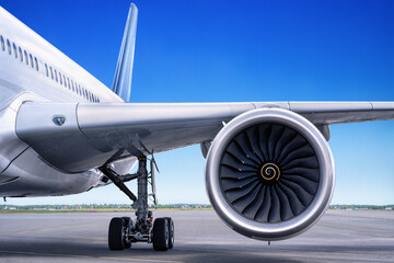 jet engine of an commercial airplane - 734182613