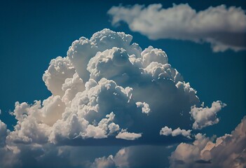 Fantastic soft white clouds against blue sky and copy space. Generative AI