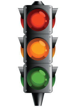 Traffic light with red, yellow and green color. Flat vector illustration isolated on white background