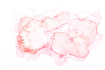 Obraz na płótnie Canvas Abstract liquid art background. Red watercolor translucent blots on white paper