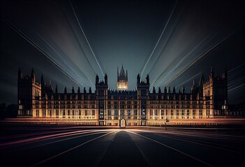 long exposure of The Palace of Westminster London, generative ai