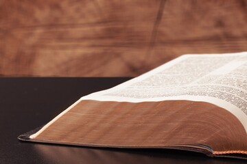 Open vintage old holy Bible book