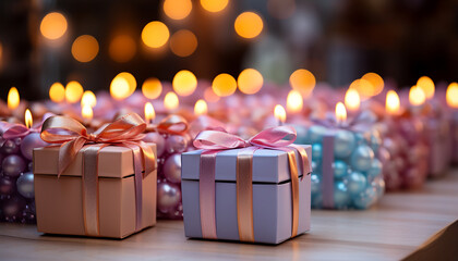 Romantic winter celebration love wrapped in glowing Christmas decor generated by AI