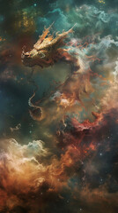 Obraz na płótnie Canvas Artistic representation of a dragon composed entirely of interstellar clouds