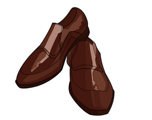 leather shoes, 2D illustration, cutout, high res clipart image
