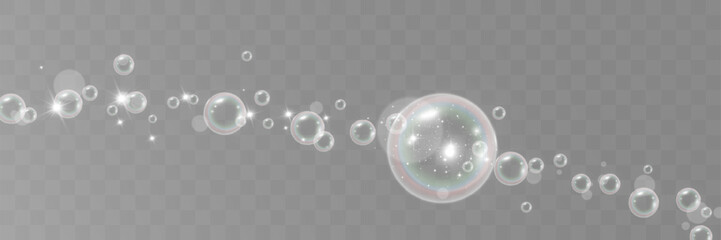 Air bubbles.Soap foam vector illustration on a transparent background.	

