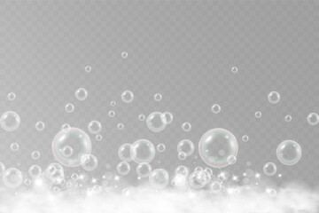 Air bubbles.Soap foam vector illustration on a transparent background.	


