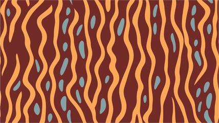 Waved pattern. Color of the year. Print for banners, flyers or posters. Hand drawn waves. Flat lay and top view. Yarn curly pattern living coral color. Groovy hippie 70s background. Seamless. - obrazy, fototapety, plakaty