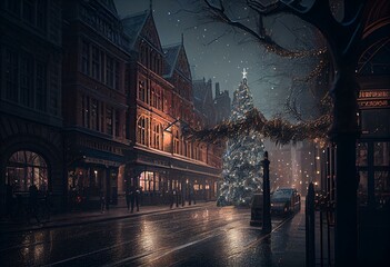 Christmas in London. Generative AI - obrazy, fototapety, plakaty