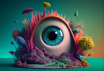 Whimsical Surrealism: An Eye-Catching Abstract Desktop Wallpaper. Generative AI