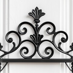 a decorative black wrought iron flourish on a white background, a striking visual focal point, perfect for adding sophistication to any interior decor. SEAMLESS PATTERN.