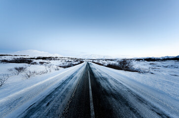 Icy road in Iceland