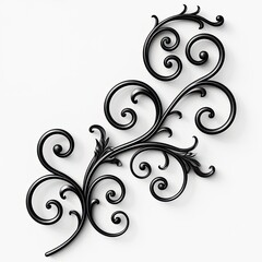 a decorative black wrought iron flourish on a white background, a striking visual focal point, perfect for adding sophistication to any interior decor. SEAMLESS PATTERN.