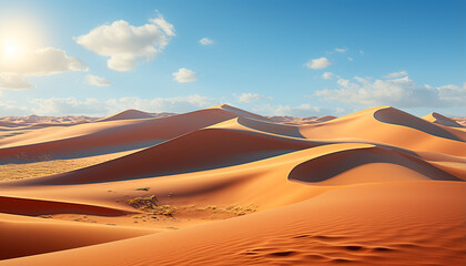 Fototapeta na wymiar Majestic sand dunes ripple in Africa arid, remote beauty generated by AI