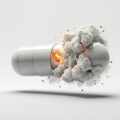 The medicine capsule burst, 3D capsule on clean background, Isolate object - Generative AI