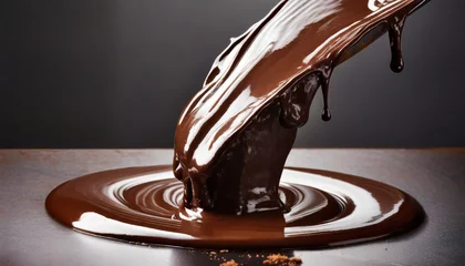 Fotobehang melted dark chocolate flow © Claudio