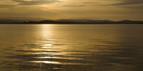 Cantabria, Bay of Santander, evening light seen from the water level